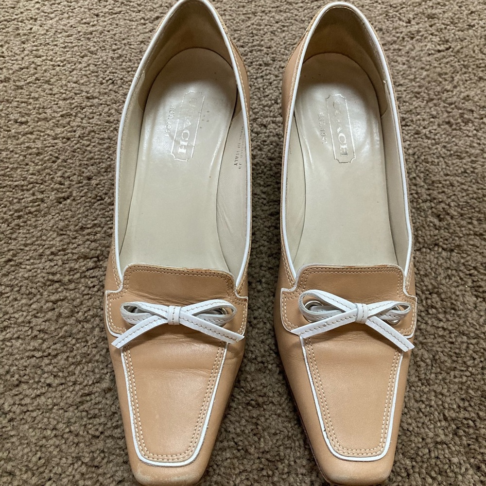 Coach Tan and White Leather heels